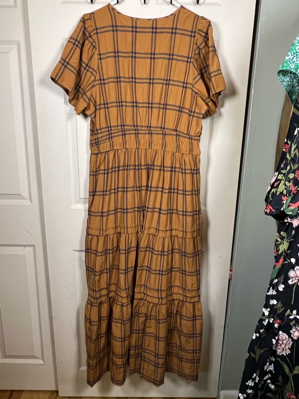 Anthropologie The Somerset Maxi Dress, Brown & Navy Plaid, x-large - Picture 5 of 6